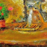 Peinture à huile sur toile  en lin montées sur châssis en bois -  / Format :  46cm x 38cm /  La source du PAR (Cantal) débit 5000hl -  24h à 82°
